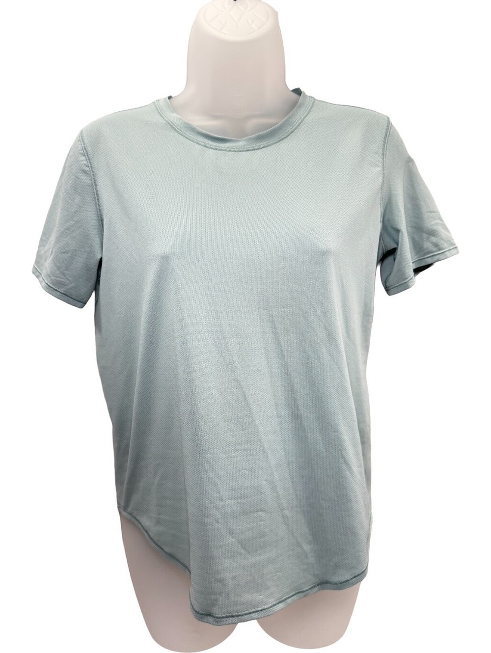 Lululemon T-Shirt Womens Sz 4 Greenish Gray Mesh Short Sleeve Relaxed Activewear